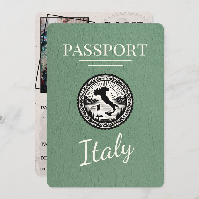 Reserva La Fecha Pasaporte de Sage Green Italia (Anverso / Reverso)