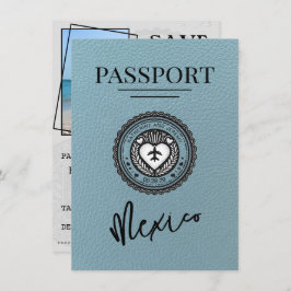 Reserva La Fecha Pasaporte de Slate Blue Mexico Save the Date
