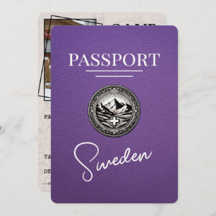 Reserva La Fecha Pasaporte de Suecia Púrpura Salva La Fecha