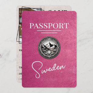 Reserva La Fecha Pasaporte de Suecia rosa magenta ahorra la fecha