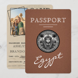 Reserva La Fecha Pasaporte Egipcio Marrón Save the Date de Boda