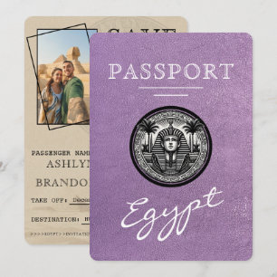 Reserva La Fecha Pasaporte Egipto Lavanda Boda Save the Date