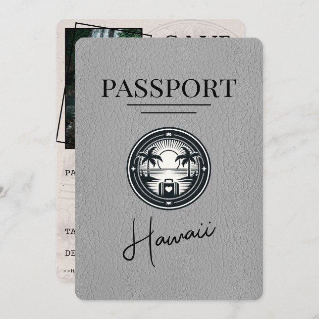 Reserva La Fecha Pasaporte gris hawaiano salva la fecha (Anverso / Reverso)