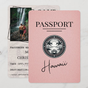 Reserva La Fecha Pasaporte hawaiano rosa salva la fecha