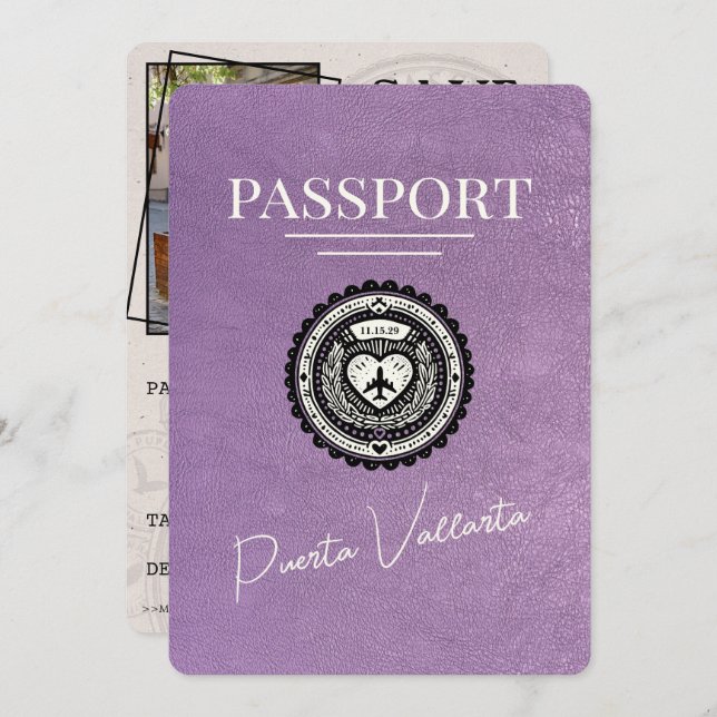 Reserva La Fecha Pasaporte Lavender Purple Puerta Vallarta (Anverso / Reverso)
