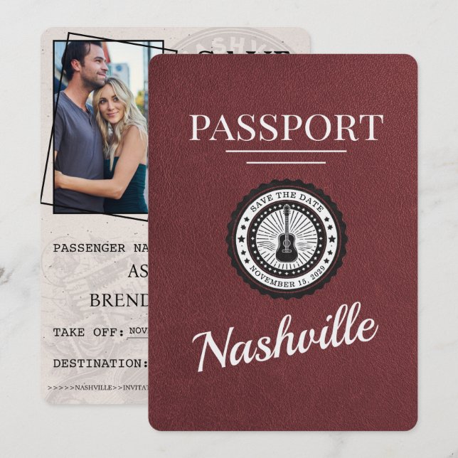 Reserva La Fecha Pasaporte ligero de Borgoña Nashville Salve la fec (Anverso / Reverso)