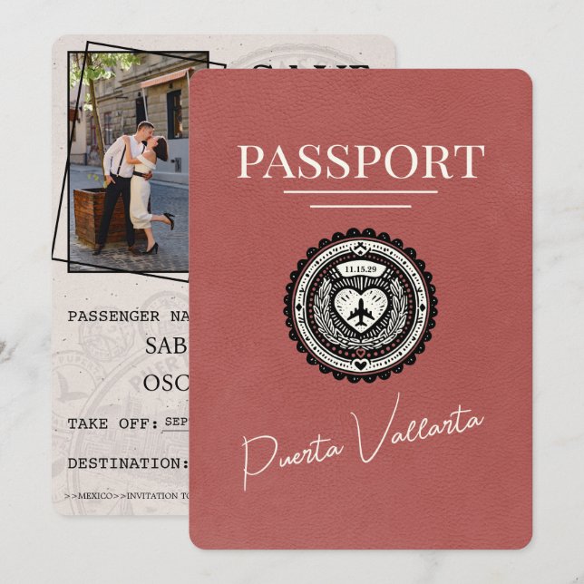 Reserva La Fecha Pasaporte ligero de Puerta Vallarta de Borgoña (Anverso / Reverso)