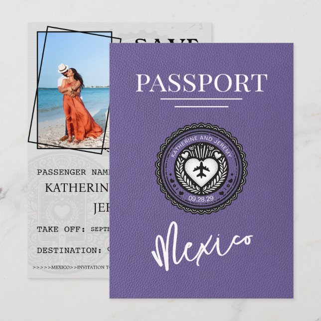 Reserva La Fecha Pasaporte Lilac México Salven la fecha (Anverso / Reverso)