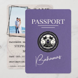 Reserva La Fecha Pasaporte Lilac Purple Bahamas salva la fecha