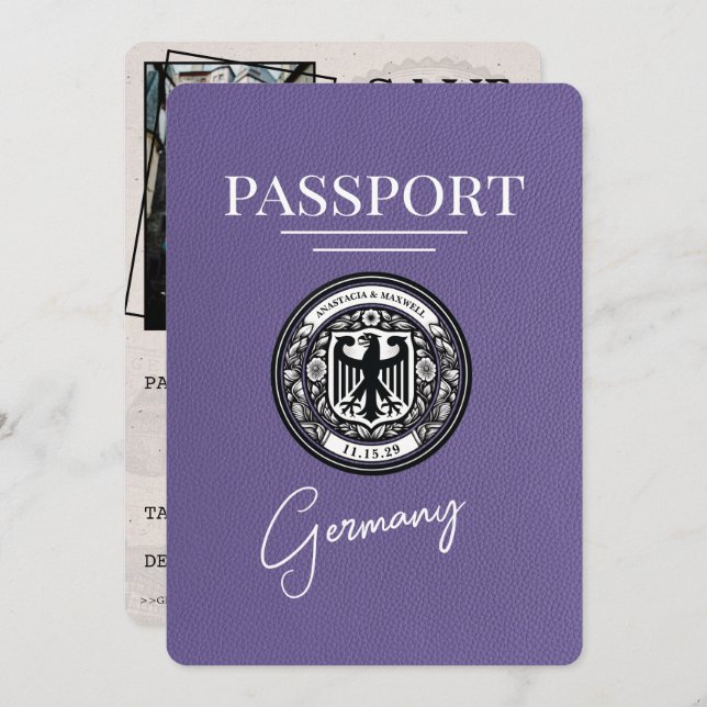 Reserva La Fecha Pasaporte Lilac Purple Germany Ahorra La Fecha (Anverso / Reverso)