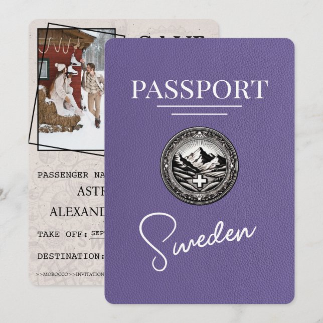 Reserva La Fecha Pasaporte Lilac Purple Suecia Salven la fecha (Anverso / Reverso)