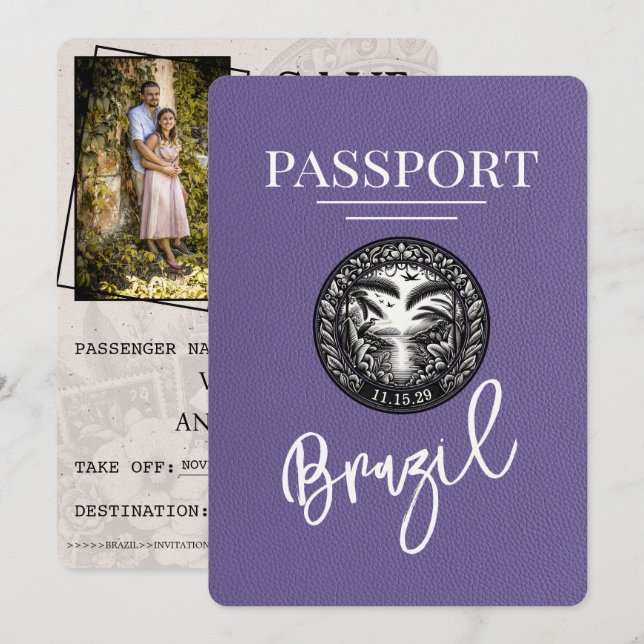 Reserva La Fecha Pasaporte Lilac Púrpura Brasil Salven La Fecha (Anverso / Reverso)