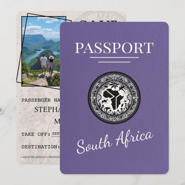 Reserva La Fecha Pasaporte Lilac Sudáfrica (Anverso / Reverso)