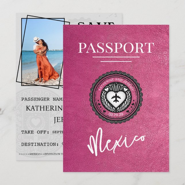 Reserva La Fecha Pasaporte Magenta México Salven la fecha (Anverso / Reverso)