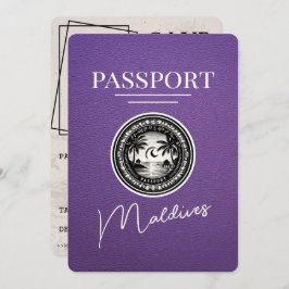 Reserva La Fecha Pasaporte Maldivas Púrpura Save The Date