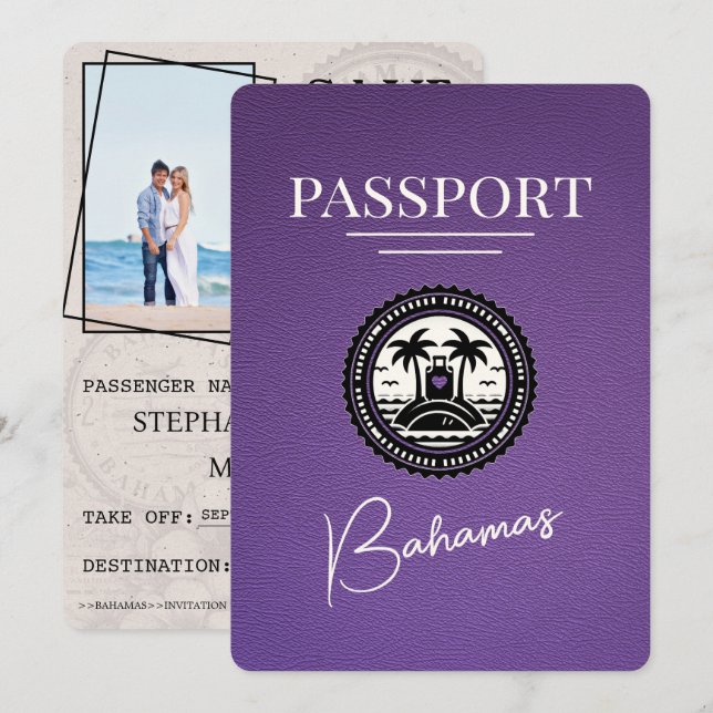 Reserva La Fecha Pasaporte morado de Bahamas salva la fecha (Anverso / Reverso)
