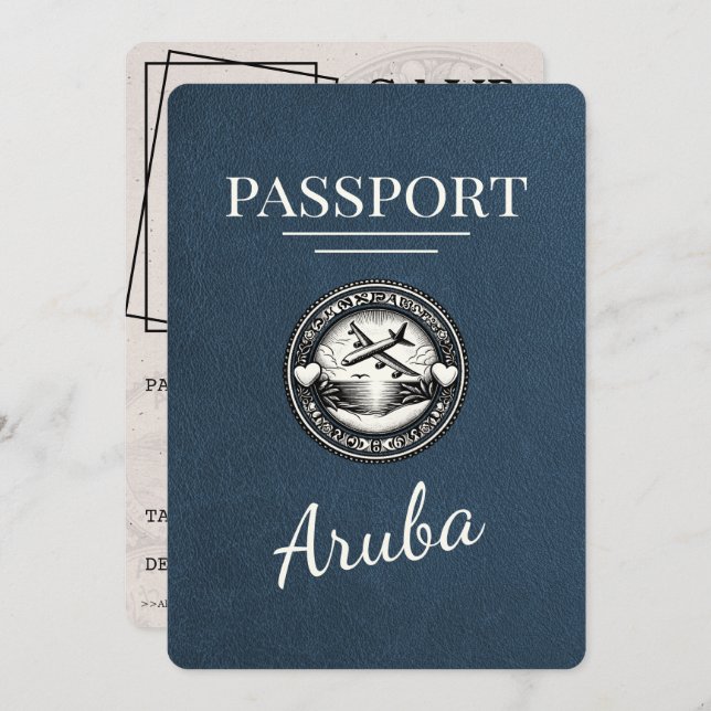 Reserva La Fecha Pasaporte Navy Blue Aruba Salve La Fecha (Anverso / Reverso)