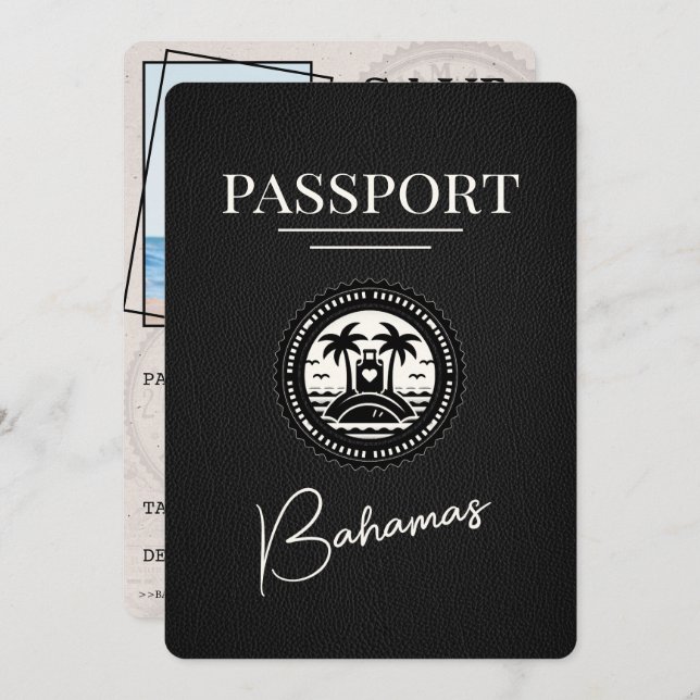 Reserva La Fecha Pasaporte negro de Bahamas salva la fecha (Anverso / Reverso)