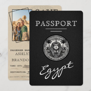 Reserva La Fecha Pasaporte negro de Egipto Boda Guardar la fecha