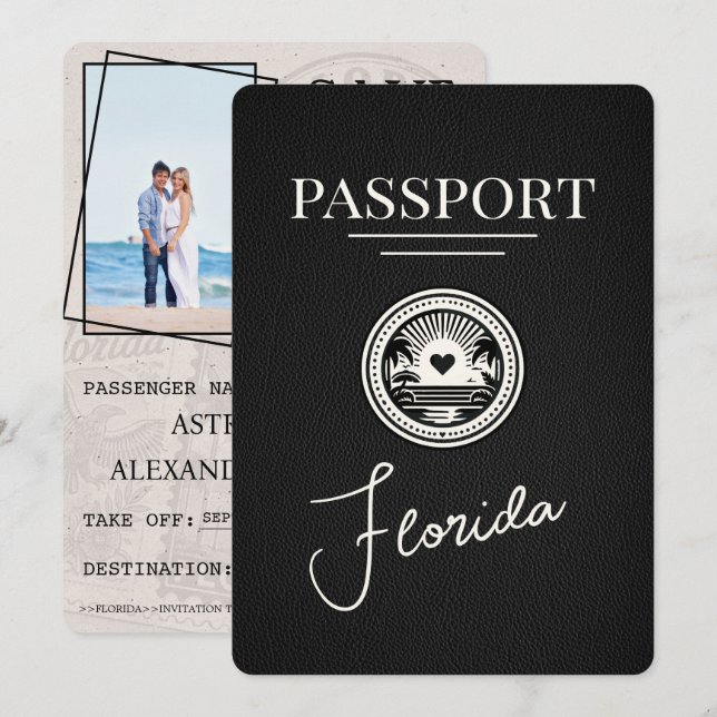 Reserva La Fecha Pasaporte negro de Florida: Salven la fecha (Anverso / Reverso)