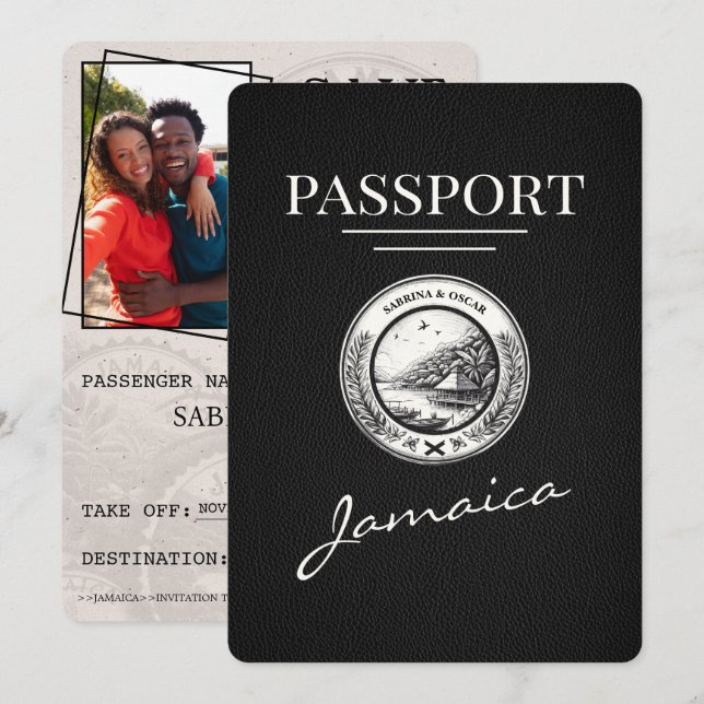 Reserva La Fecha Pasaporte negro de Jamaica salva la fecha (Anverso / Reverso)