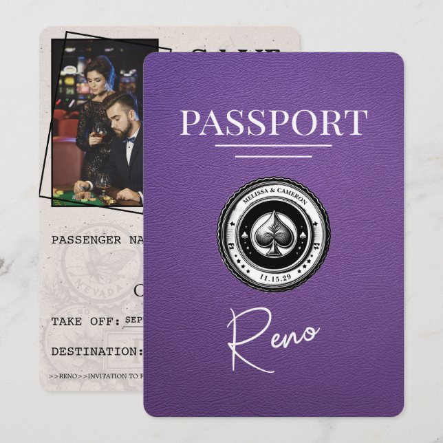 Reserva La Fecha Pasaporte Purple Reno Guardar La Fecha (Anverso / Reverso)