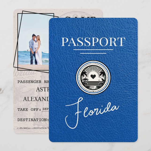 Reserva La Fecha Pasaporte Real Azul de Florida Salve La Fecha (Anverso / Reverso)