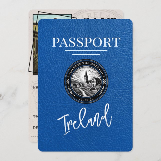 Reserva La Fecha Pasaporte real de Irlanda azul salve la fecha (Anverso / Reverso)