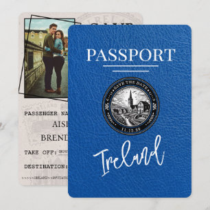 Reserva La Fecha Pasaporte real de Irlanda azul salve la fecha
