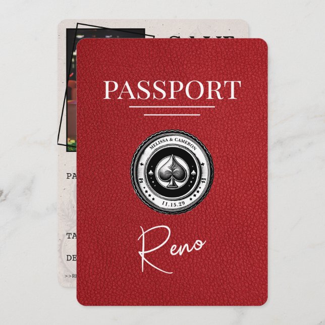 Reserva La Fecha Pasaporte Red Reno Guardar La Fecha (Anverso / Reverso)