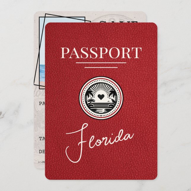 Reserva La Fecha Pasaporte rojo de Florida: salve la fecha (Anverso / Reverso)