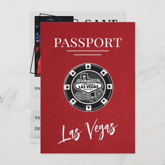 Reserva La Fecha Pasaporte rojo de Las Vegas Guardar la fecha (Anverso / Reverso)