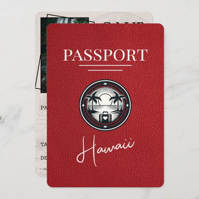 Reserva La Fecha Pasaporte rojo hawaiano salva la fecha (Anverso / Reverso)