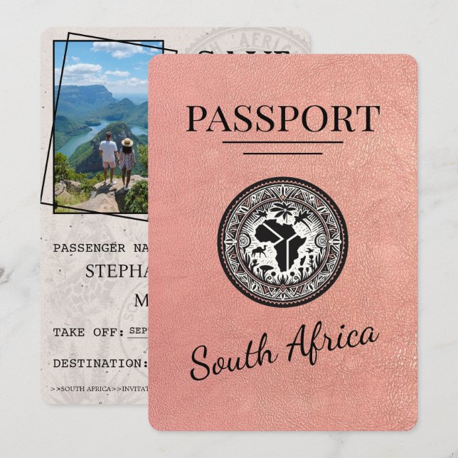 Reserva La Fecha Pasaporte Rosa de oro de Sudáfrica (Anverso / Reverso)