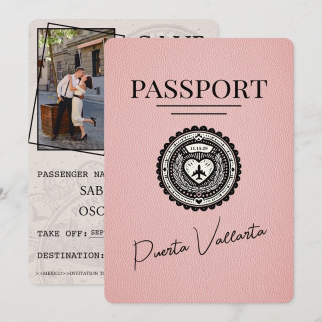 Reserva La Fecha Pasaporte Rosa Puerta Vallarta Salven La Fecha (Anverso / Reverso)