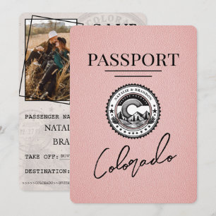 Reserva La Fecha Pasaporte rosado Colorado Salva la fecha