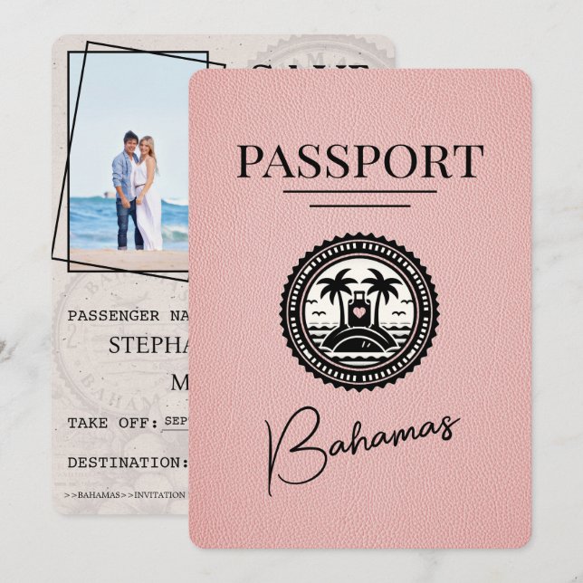 Reserva La Fecha Pasaporte Rosado De Bahamas Salven La Fecha (Anverso / Reverso)