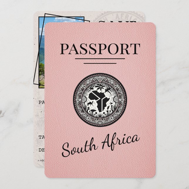 Reserva La Fecha Pasaporte rosado de Sudáfrica (Anverso / Reverso)
