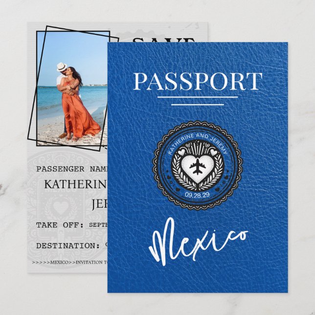 Reserva La Fecha Pasaporte Royal Blue Mexico Salven la Fecha (Anverso / Reverso)