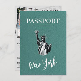 Reserva La Fecha Pasaporte turquesa de la ciudad de Nueva York Salv