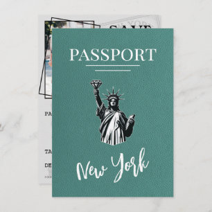 Reserva La Fecha Pasaporte turquesa de la ciudad de Nueva York Salv