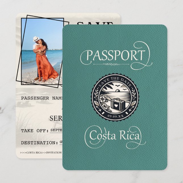 Reserva La Fecha Pasaporte Turquoise Costa Rica (Anverso / Reverso)