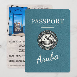 Reserva La Fecha Pasaporte verde azulado de Aruba Salve La Fecha