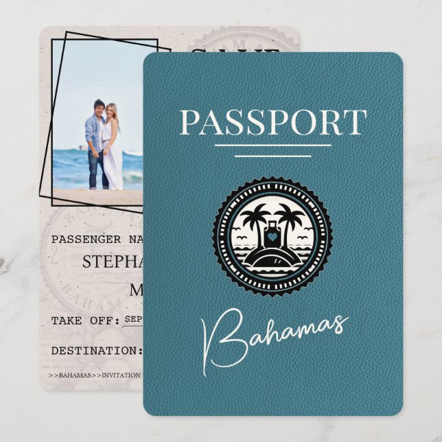 Reserva La Fecha Pasaporte verde azulado de Bahamas salva la fecha (Anverso / Reverso)