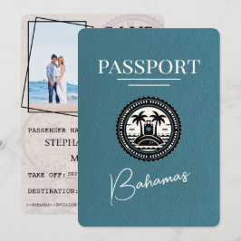 Reserva La Fecha Pasaporte verde azulado de Bahamas salva la fecha