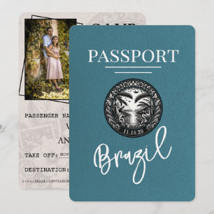 Reserva La Fecha Pasaporte verde azulado de Brasil Salven la fecha