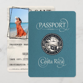 Reserva La Fecha Pasaporte verde azulado de Costa Rica
