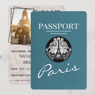 Reserva La Fecha Pasaporte verde azulado de París Salven la fecha