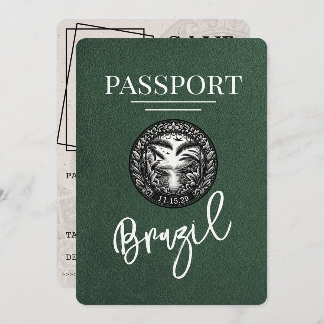 Reserva La Fecha Pasaporte verde de Brasil Salven la fecha (Anverso / Reverso)