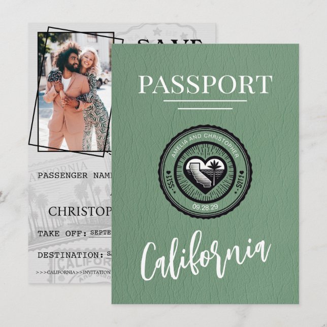 Reserva La Fecha Pasaporte verde de California Salve la fecha (Anverso / Reverso)